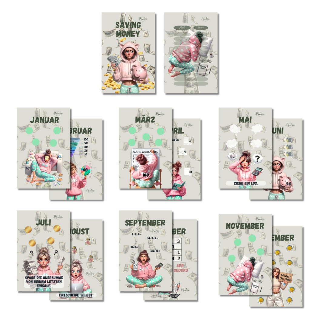 Jahres-Sparchallenge Saving Money - zum abheften
