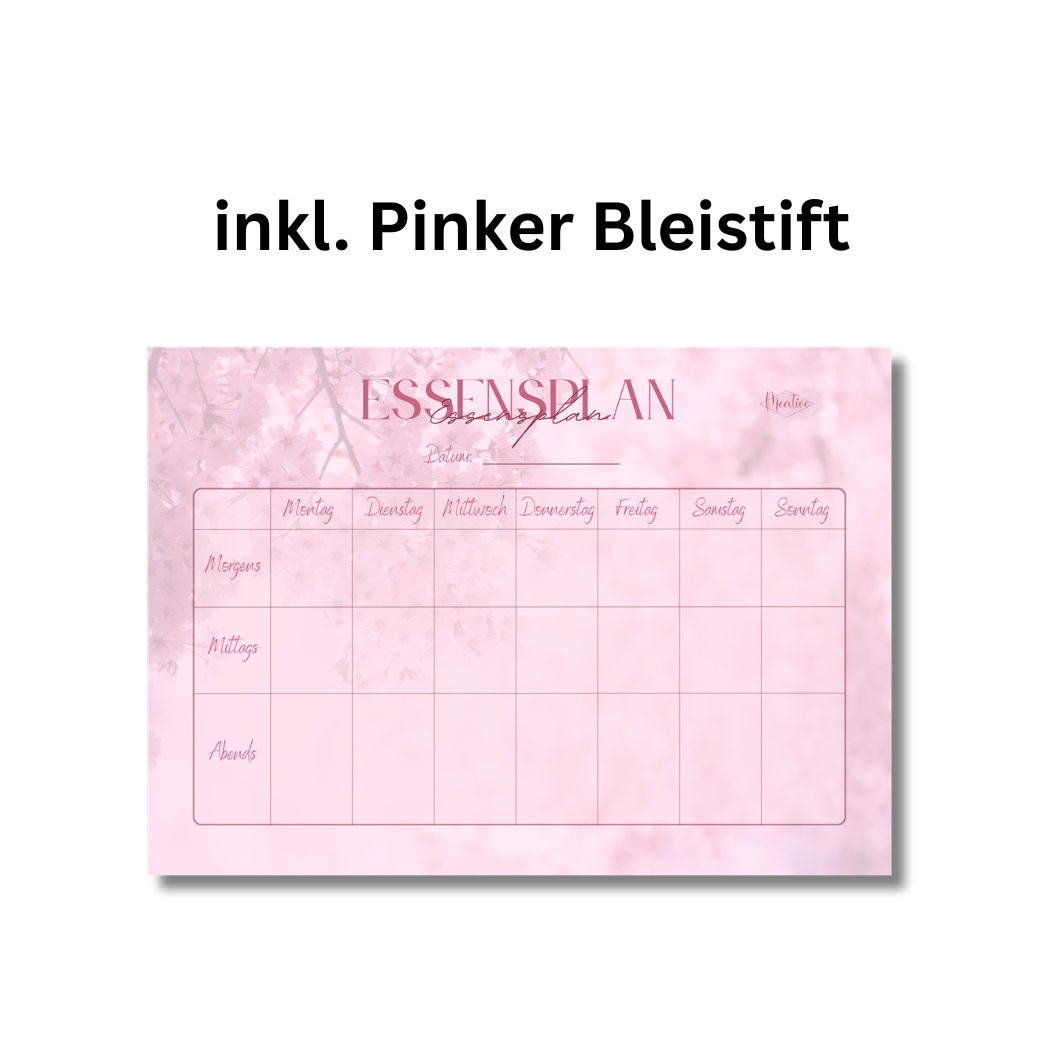 Essensplan Kirschblüte - A5 Quer Block + Bleistift