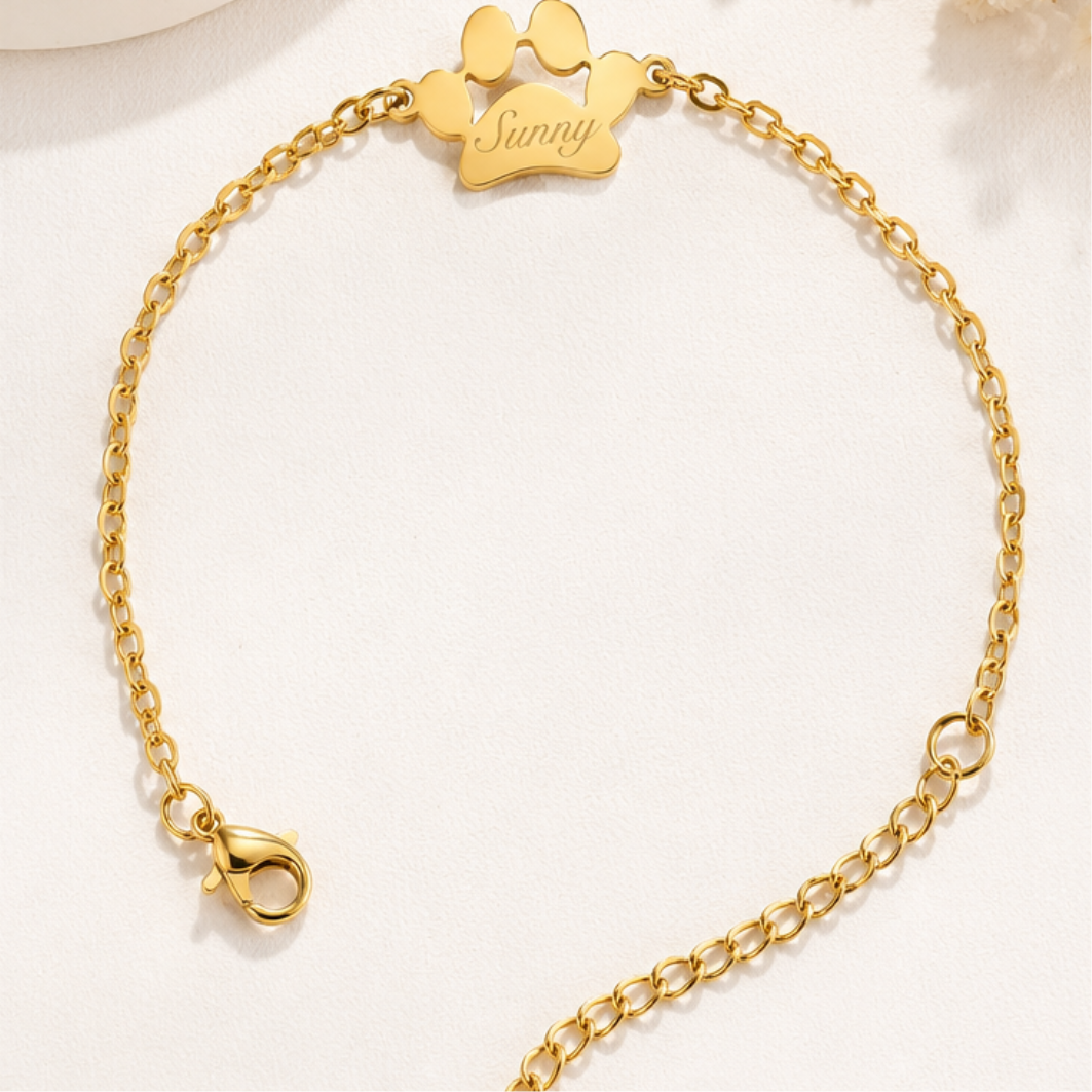 Personalisiertes Pfoten-Armband â Edelstahl 18K vergoldet