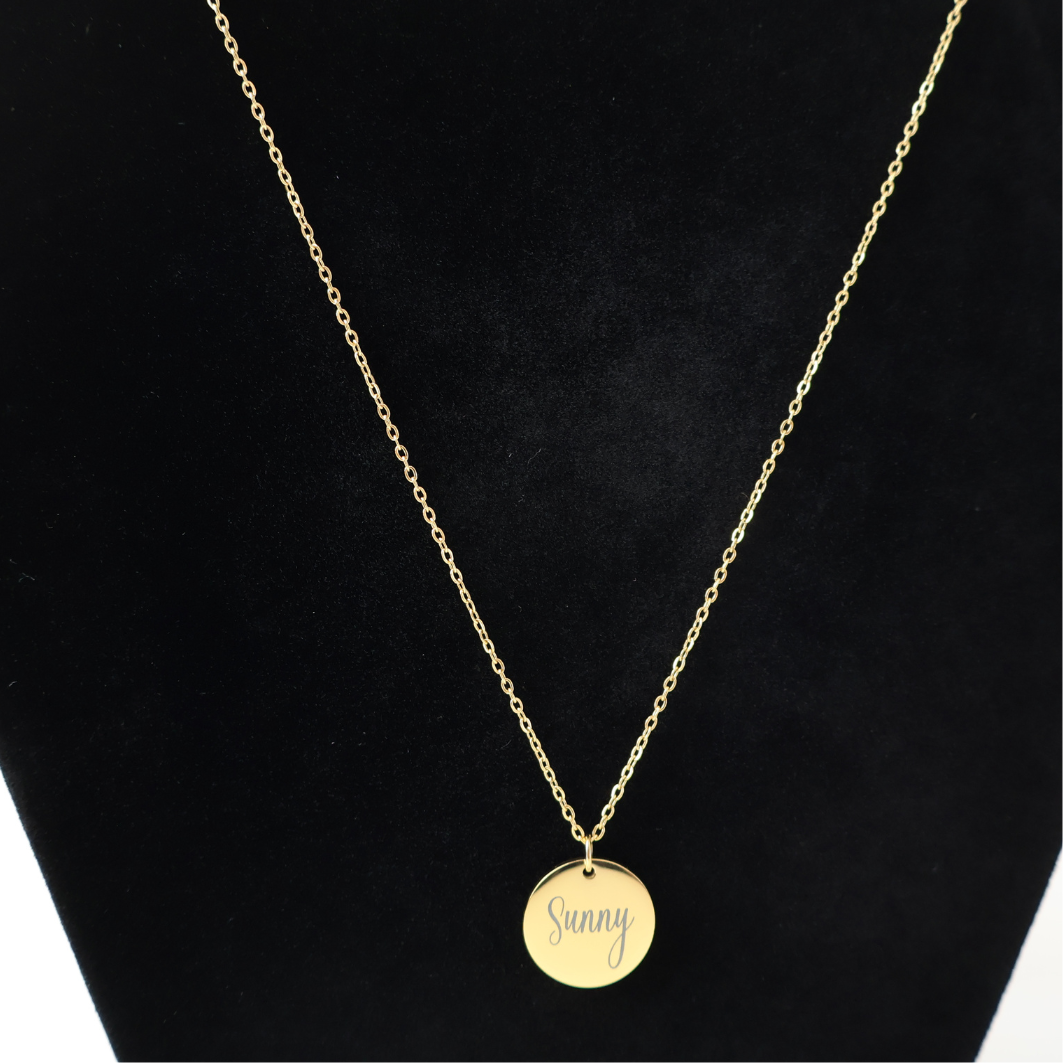Personalisierte Halskette mit rundem Anhänger – in Gold, Roségold oder Silber