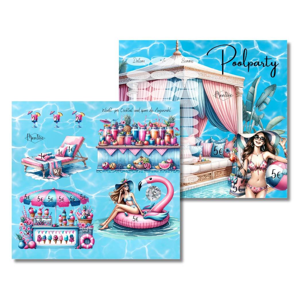 Meative Poolparty | 4-Seitige Klappkarte