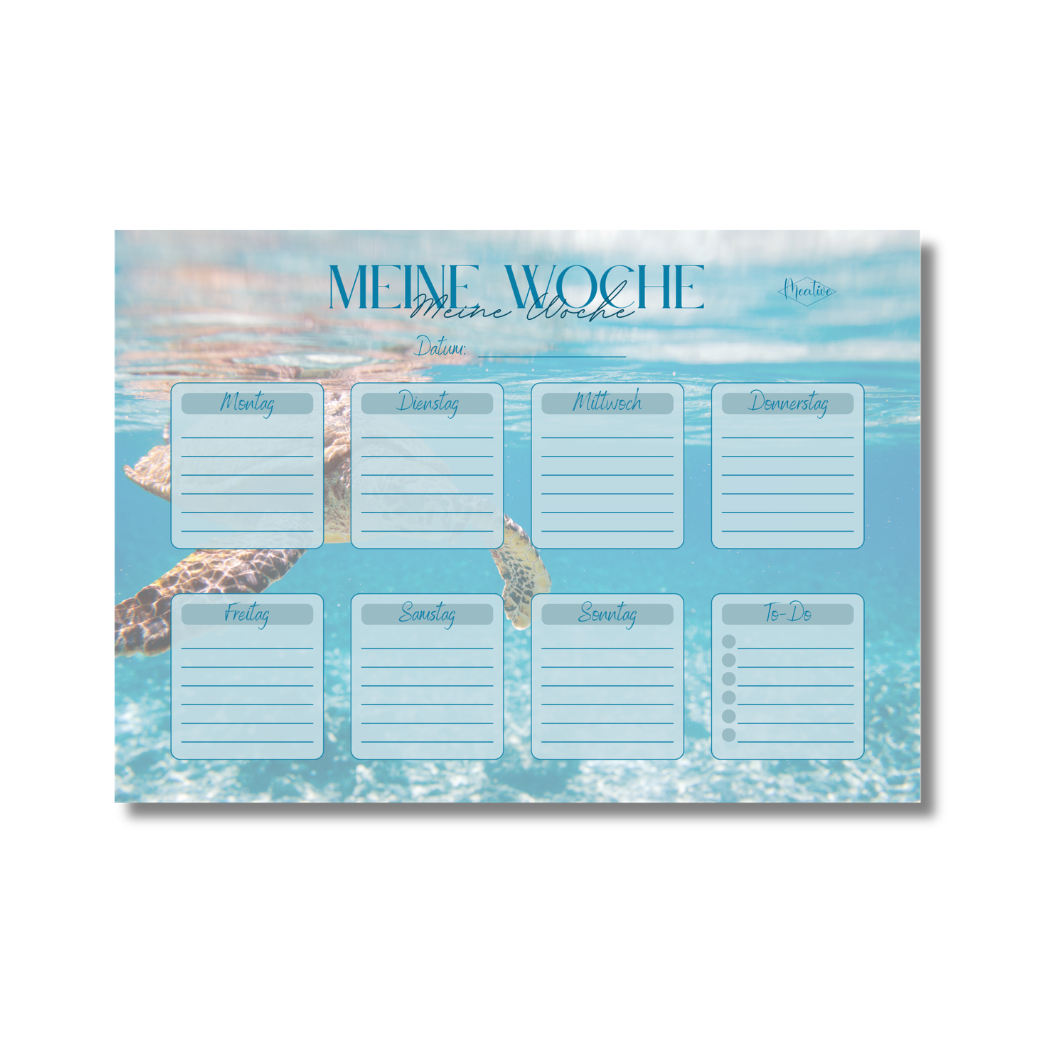 Meine Woche Schildkröte - A5 Quer Block + Bleistift