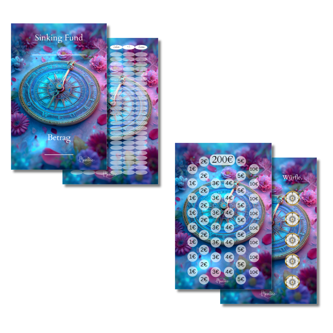 Sinking Funds Challenge Set Kompass – Deckblat/Tracker + Challenge/Bonus