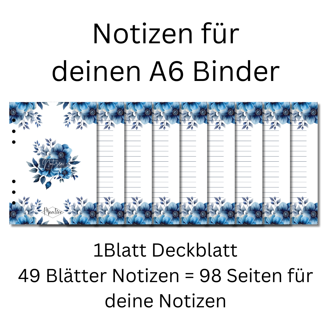 Notizen gelocht für den A6 Binder