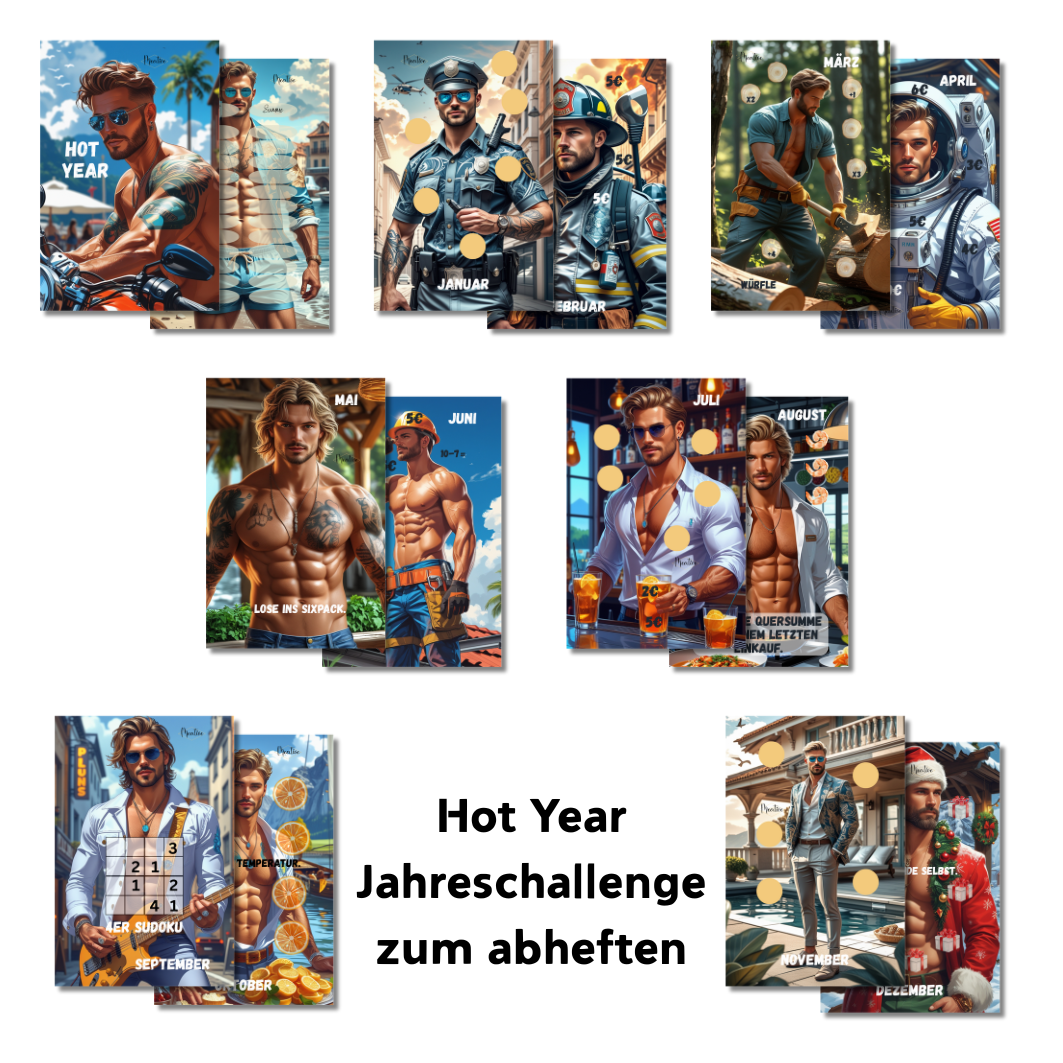 Jahres-Sparchallenge Hot Year - zum abheften