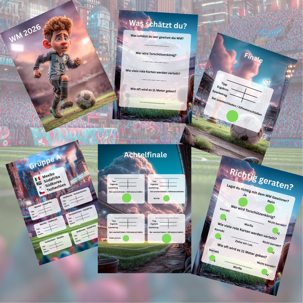 Sparbuch WM 2026 24 Seiten inkl. Tracker + 3 Los-Karten