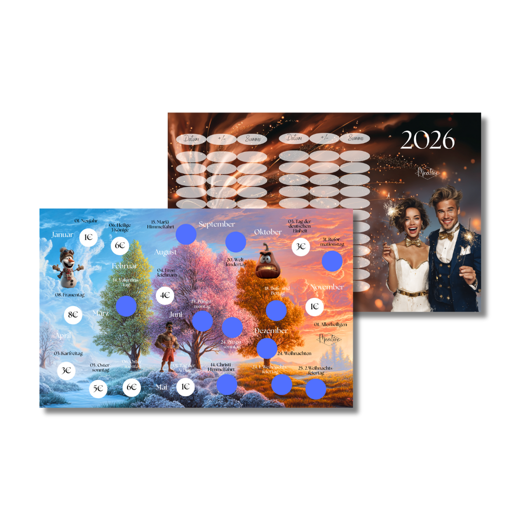 Feiertage 2026 6-Seitige Klappkarte
