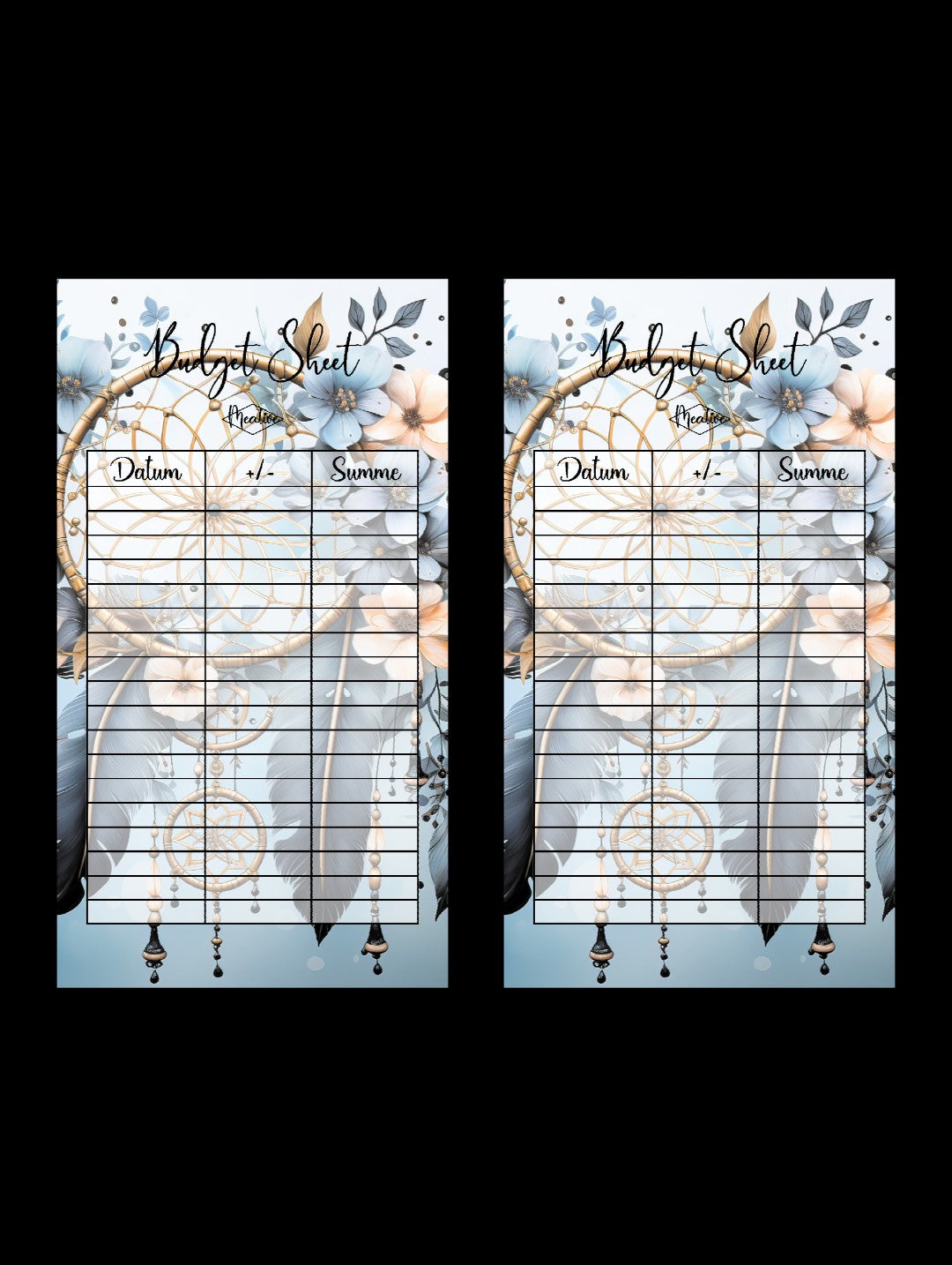 Budget Sheets gedruckt