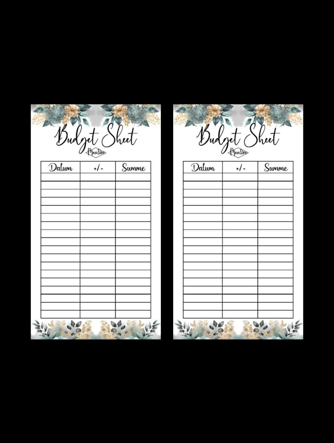 Budget Sheets gedruckt