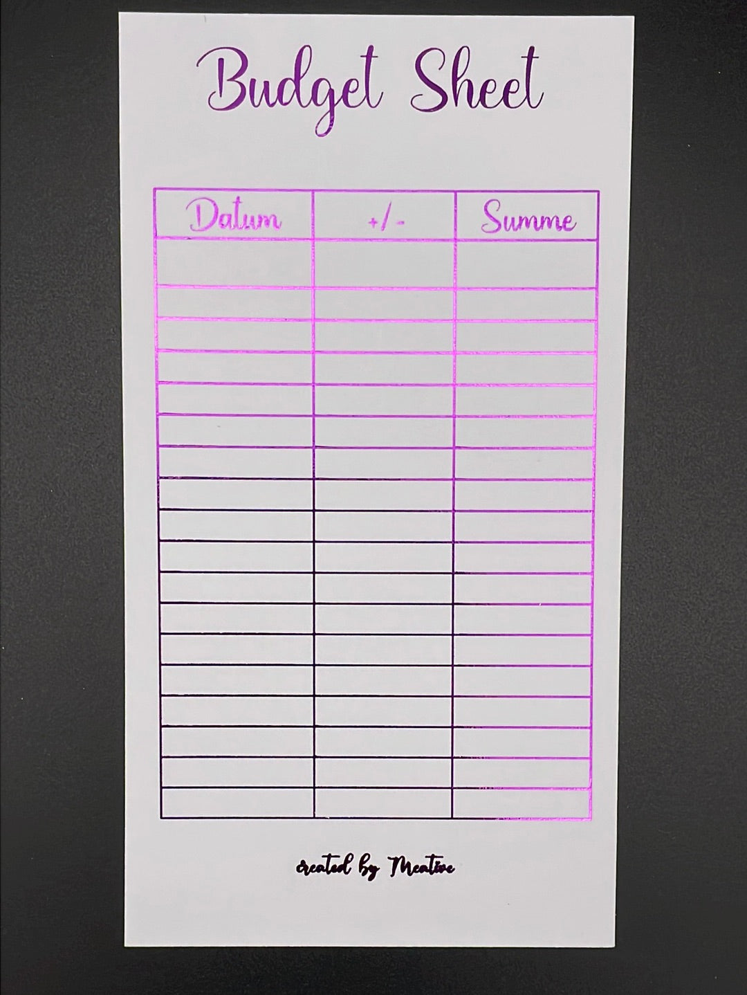 Budget Sheet / Tracker
