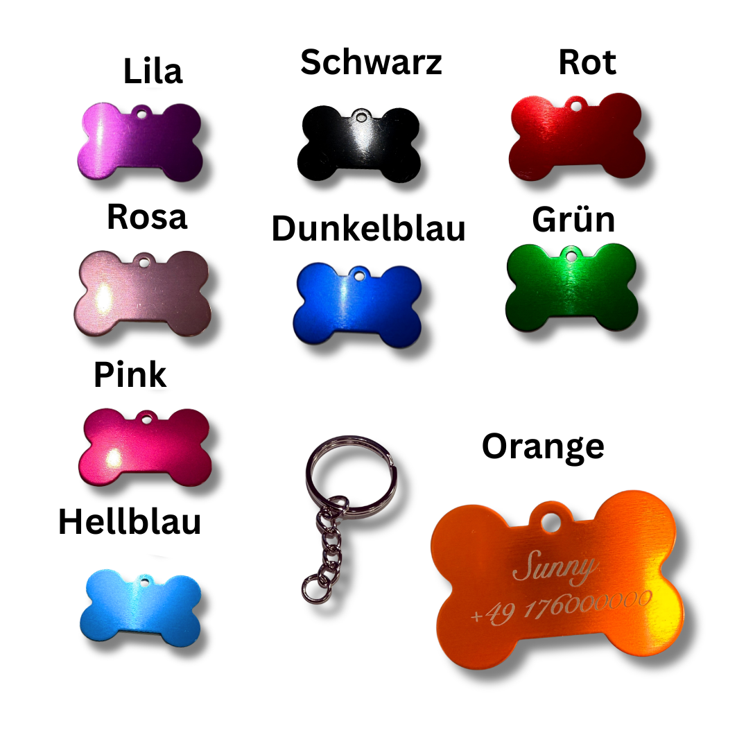 Farbiger Personalisierbarer Anhänger – Knochenform
