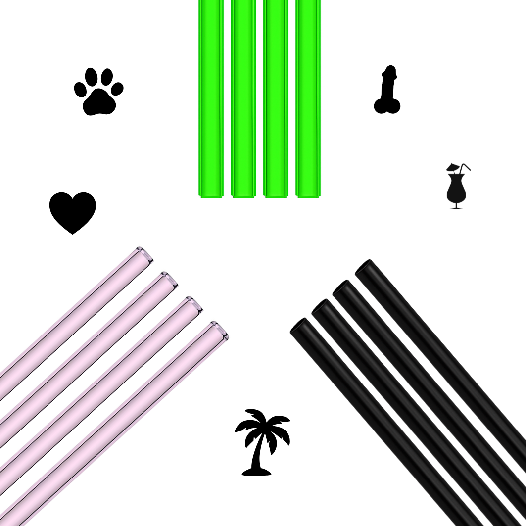 Glasstrohhalm 4er Set mit Motiv