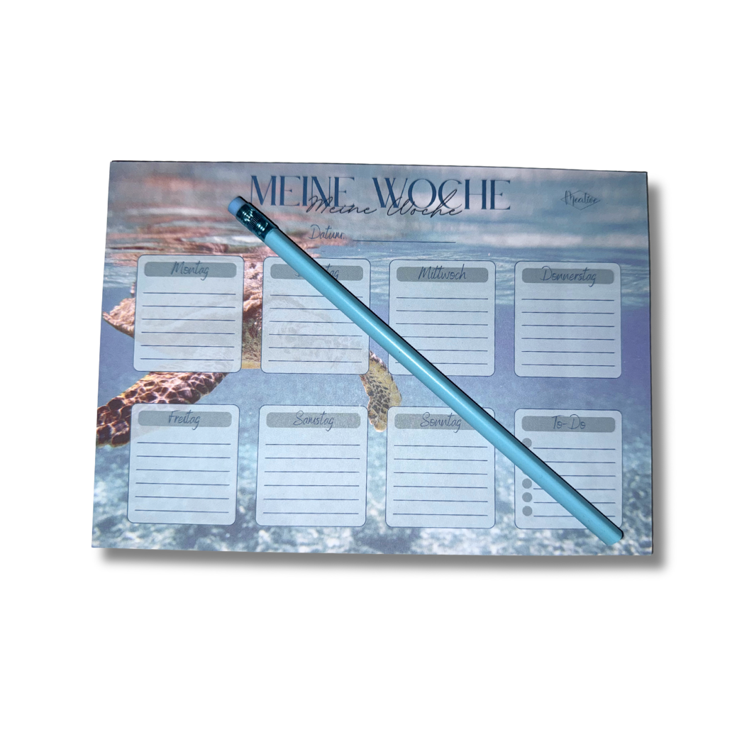 Meine Woche Schildkröte - A5 Quer Block + Bleistift