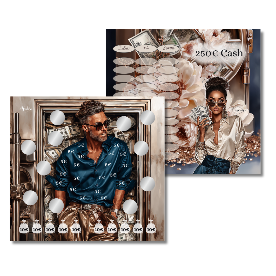 250€ Cash 4-Seitige Klappkarte - Wiederverwendbar