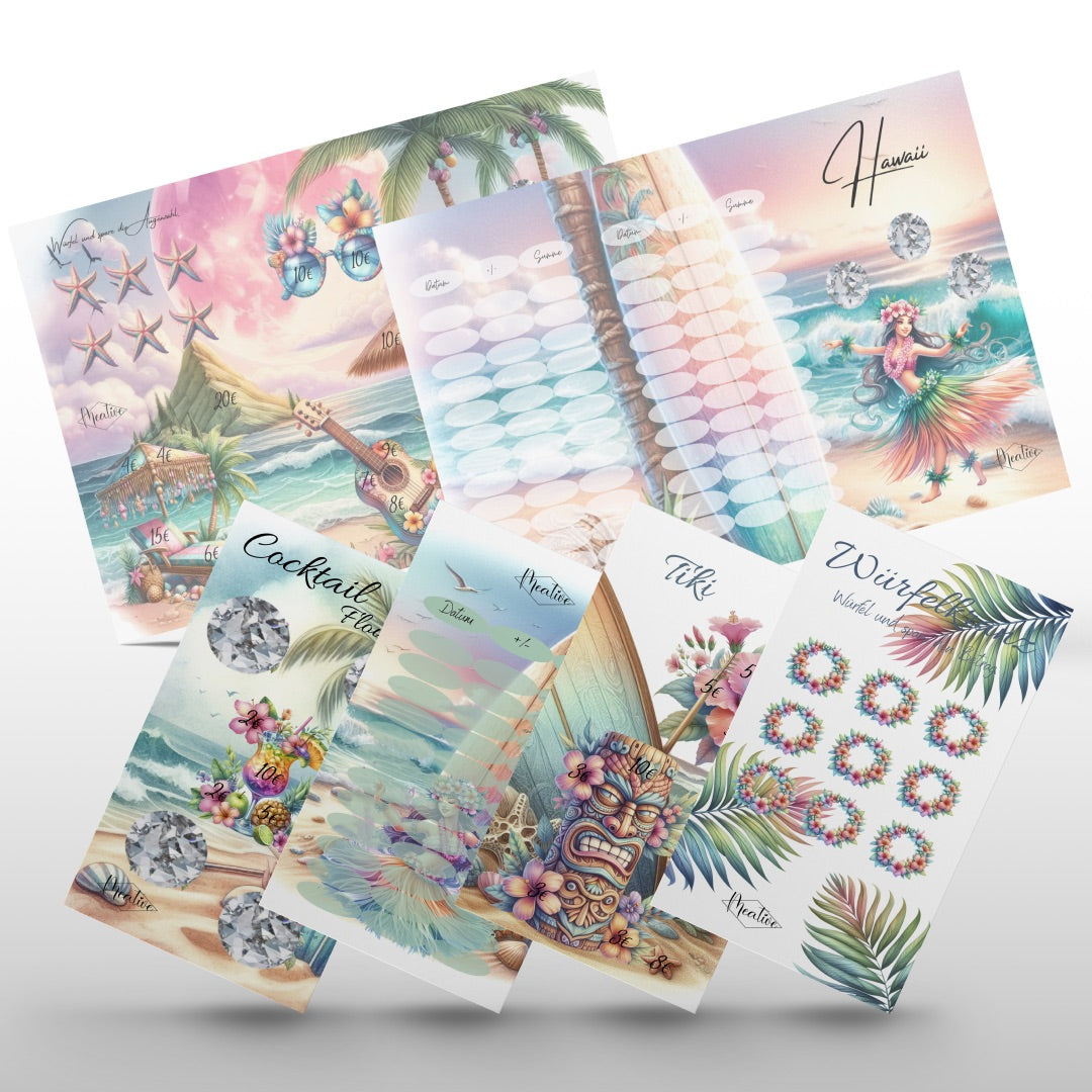 Hawaii Set 6-Seitige Klappkarte + 3 Challenges