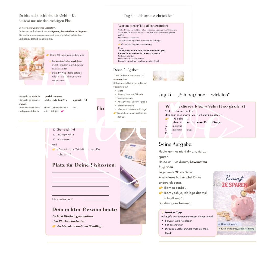 30 Tage Money Glow Up - 72 Seiten - PDF zum Download