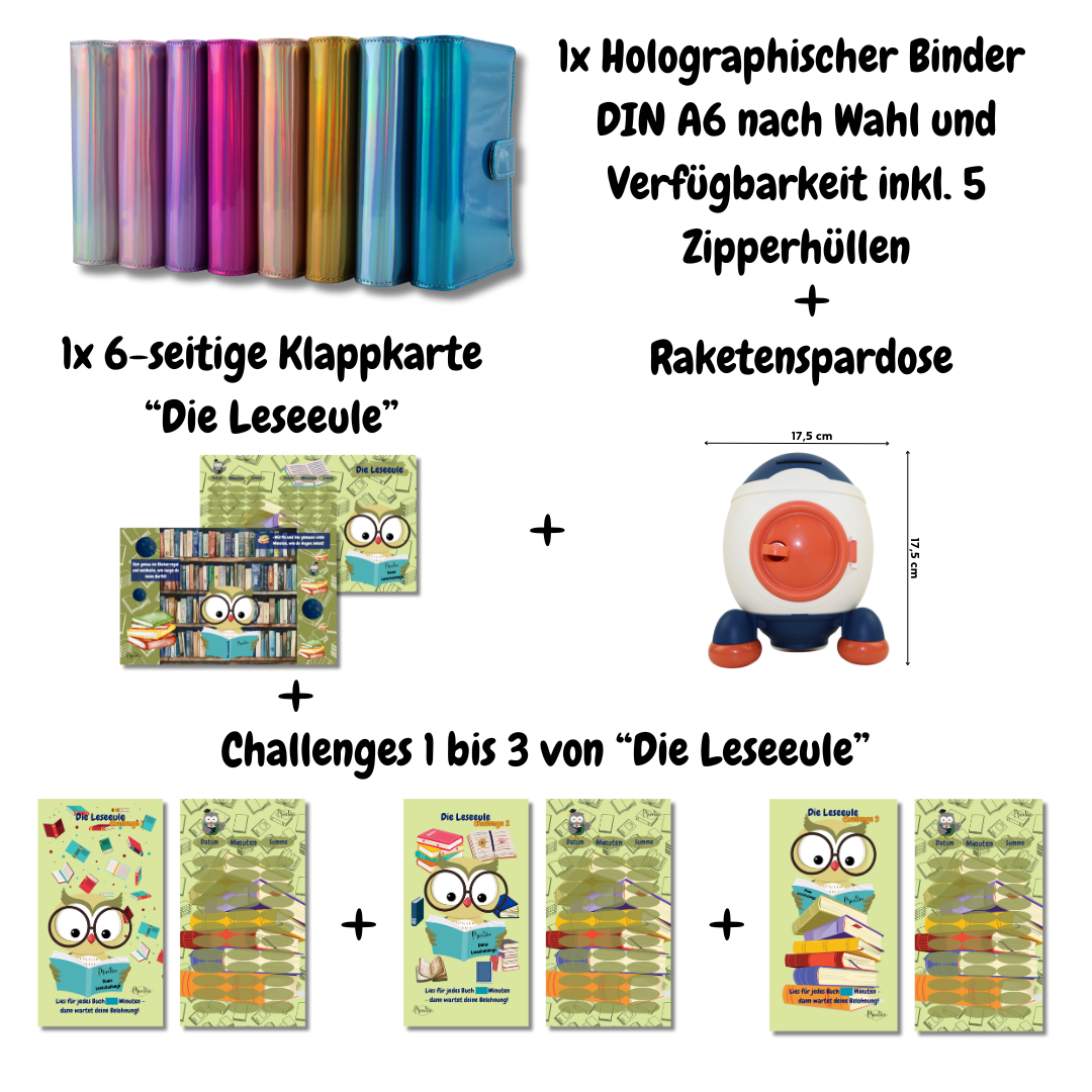 Meative Lesechallenge Starterset Kids "Die Leseeule" | inkl. Spardose