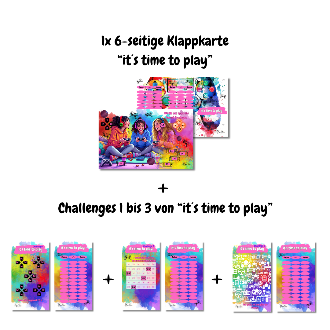 Meative Sparchallenge-Set Kids "it´s time to play" Pink