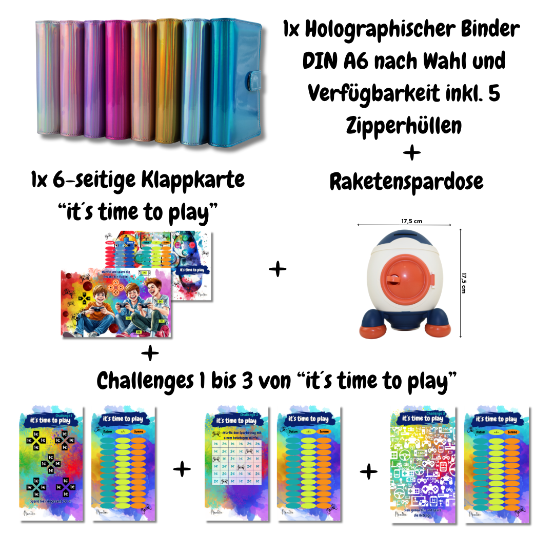 Meative Sparchallenge Starterset Kids "it´s time to play" | inkl. Spardose
